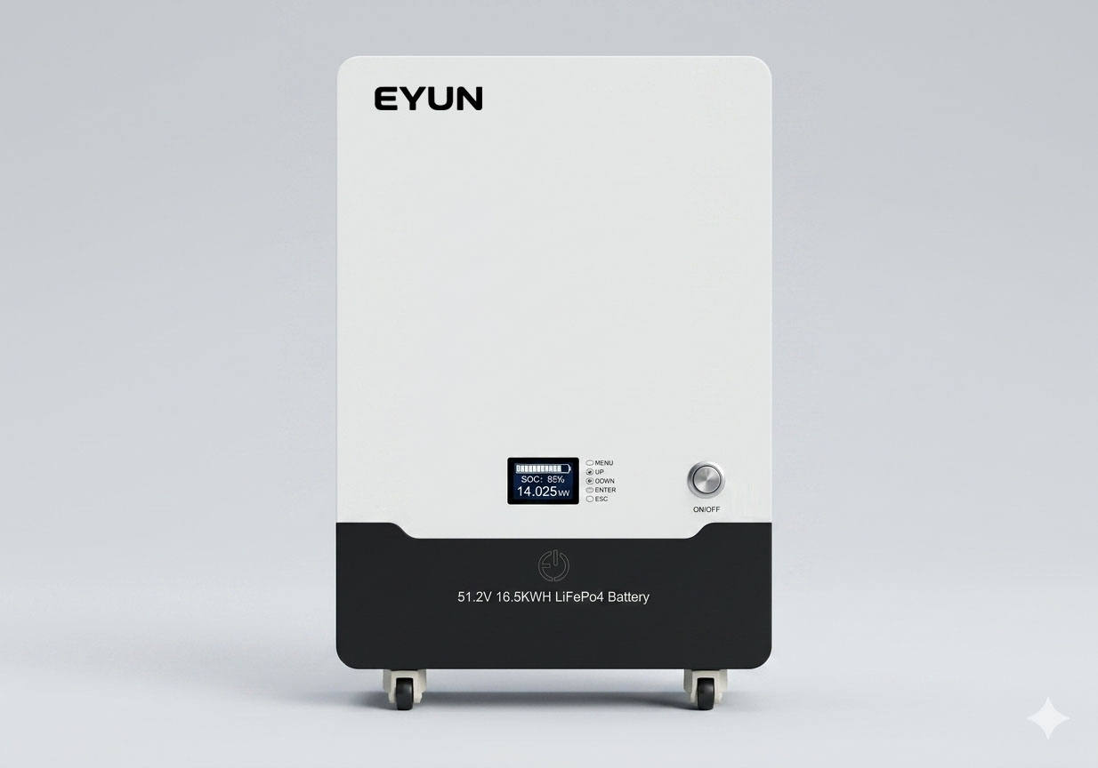 16.5KWH Wall Mounted Solid State LiFePO4 Battery 6000 Cycles Solar Battery