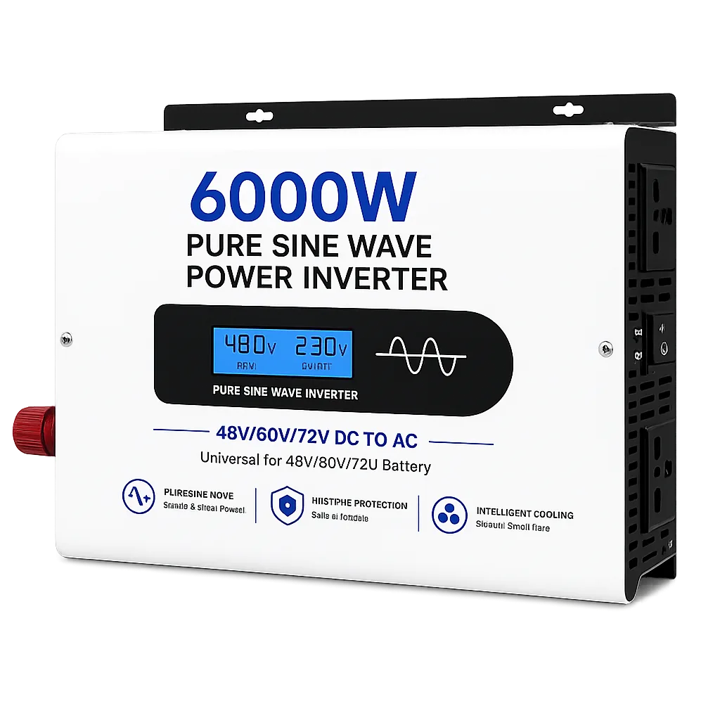 6000W True Rated Pure Sine Wave Inverter for Professional, Industrial, and Off-Grid Applications.