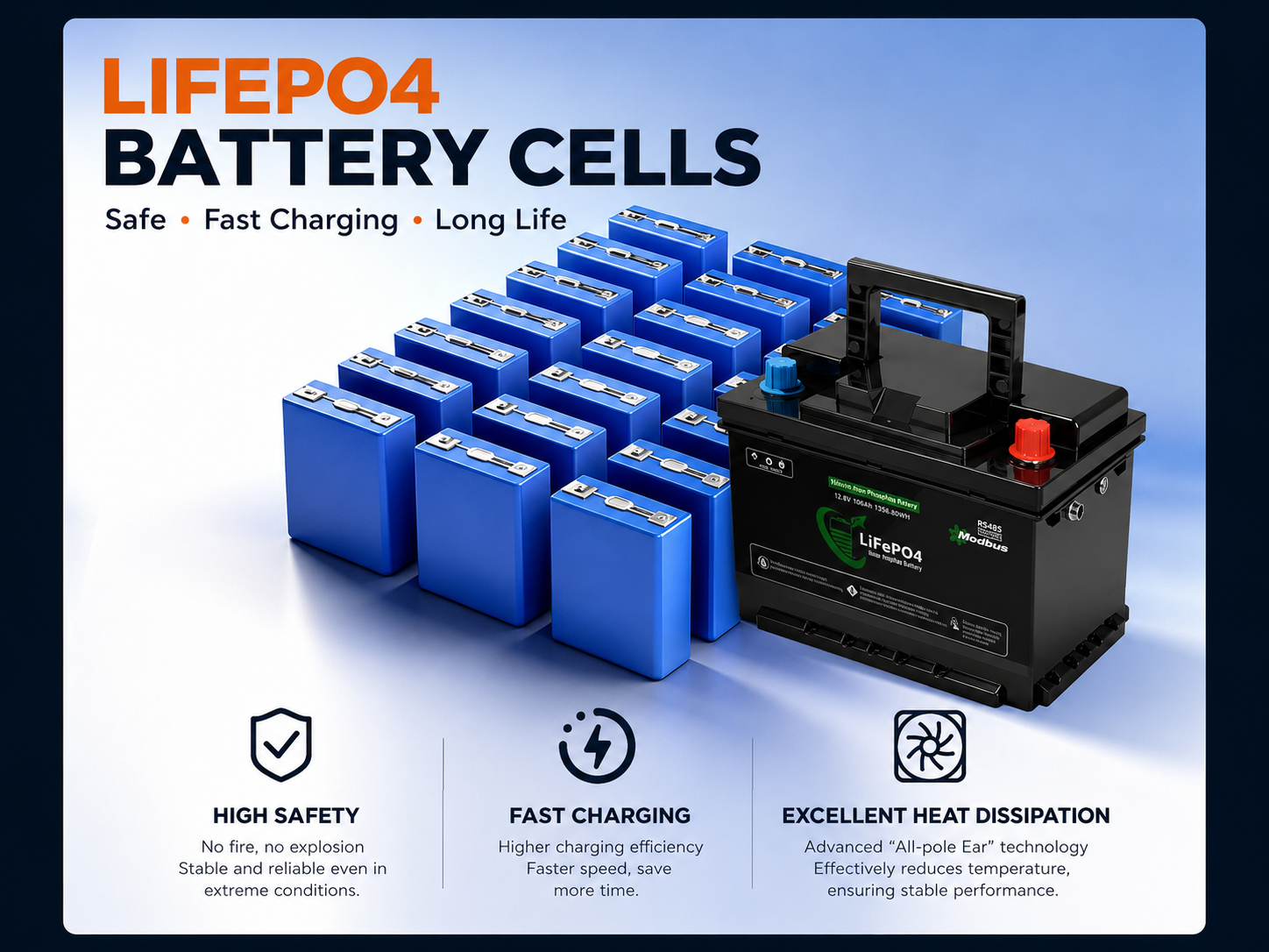 Lenergy 12.8V 100AH Smart Bluetooth Lithium Battery