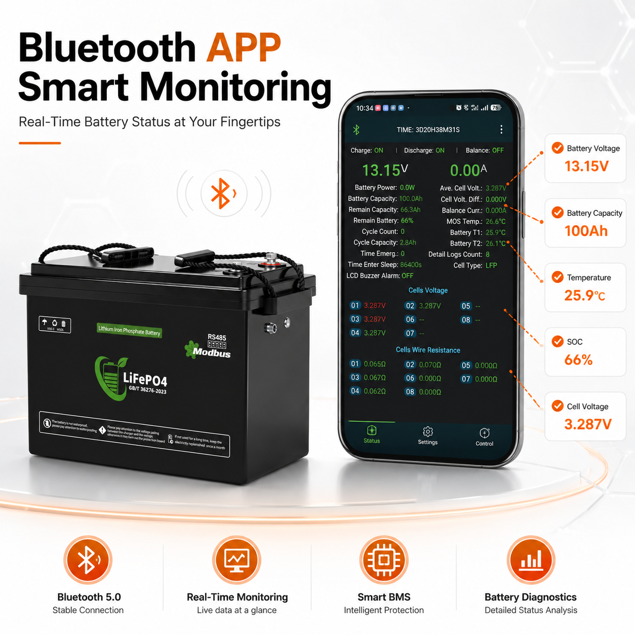 Lenergy 12.8V 314AH Smart Bluetooth Lithium Battery