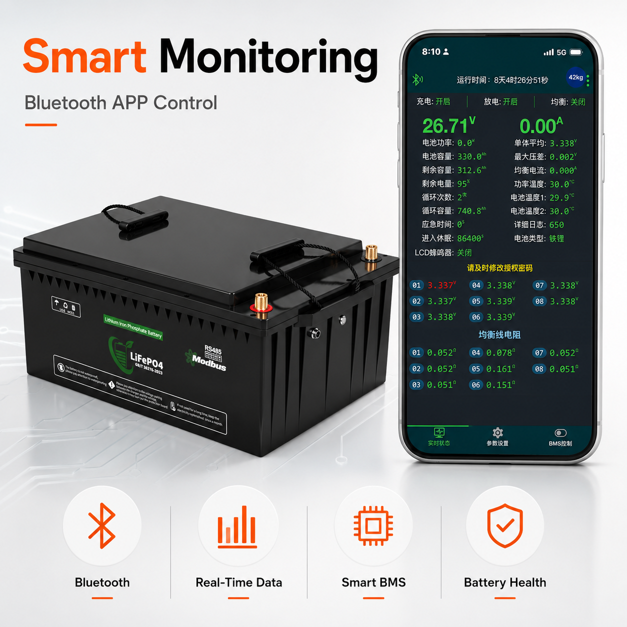 Lenergy 25.6V 314AH Smart Bluetooth Lithium Battery