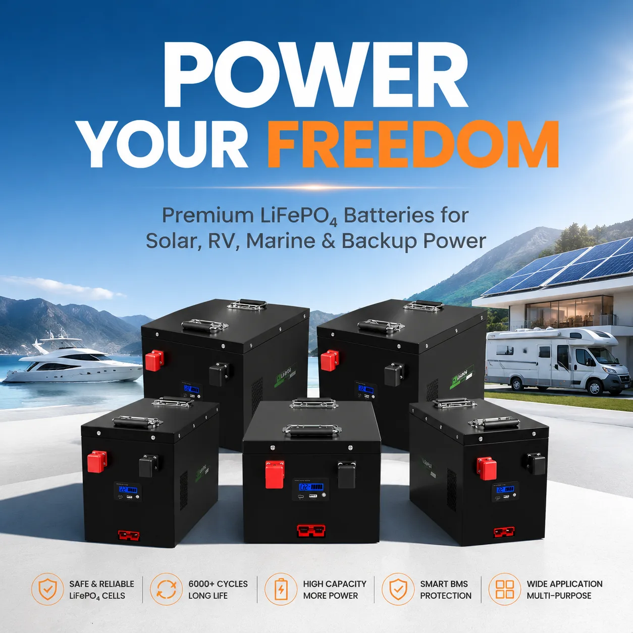 Lenergy 12.8V 100AH Bluetooth Lithium Battery