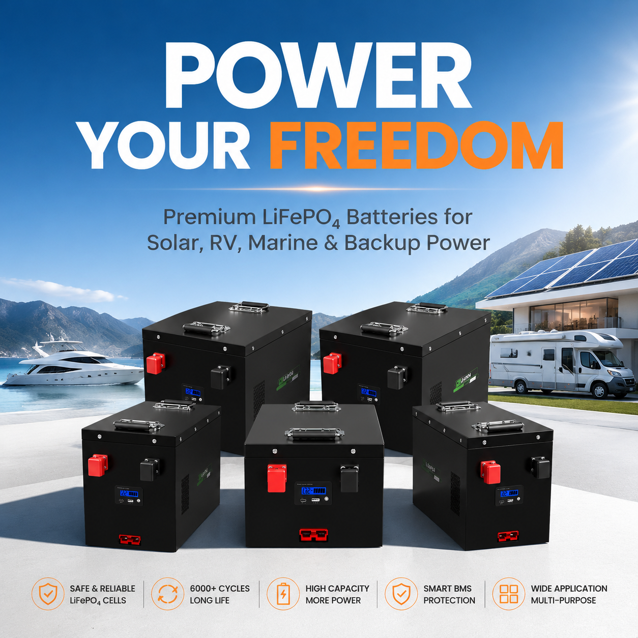 Lenergy 12.8V 100AH Bluetooth Lithium Battery