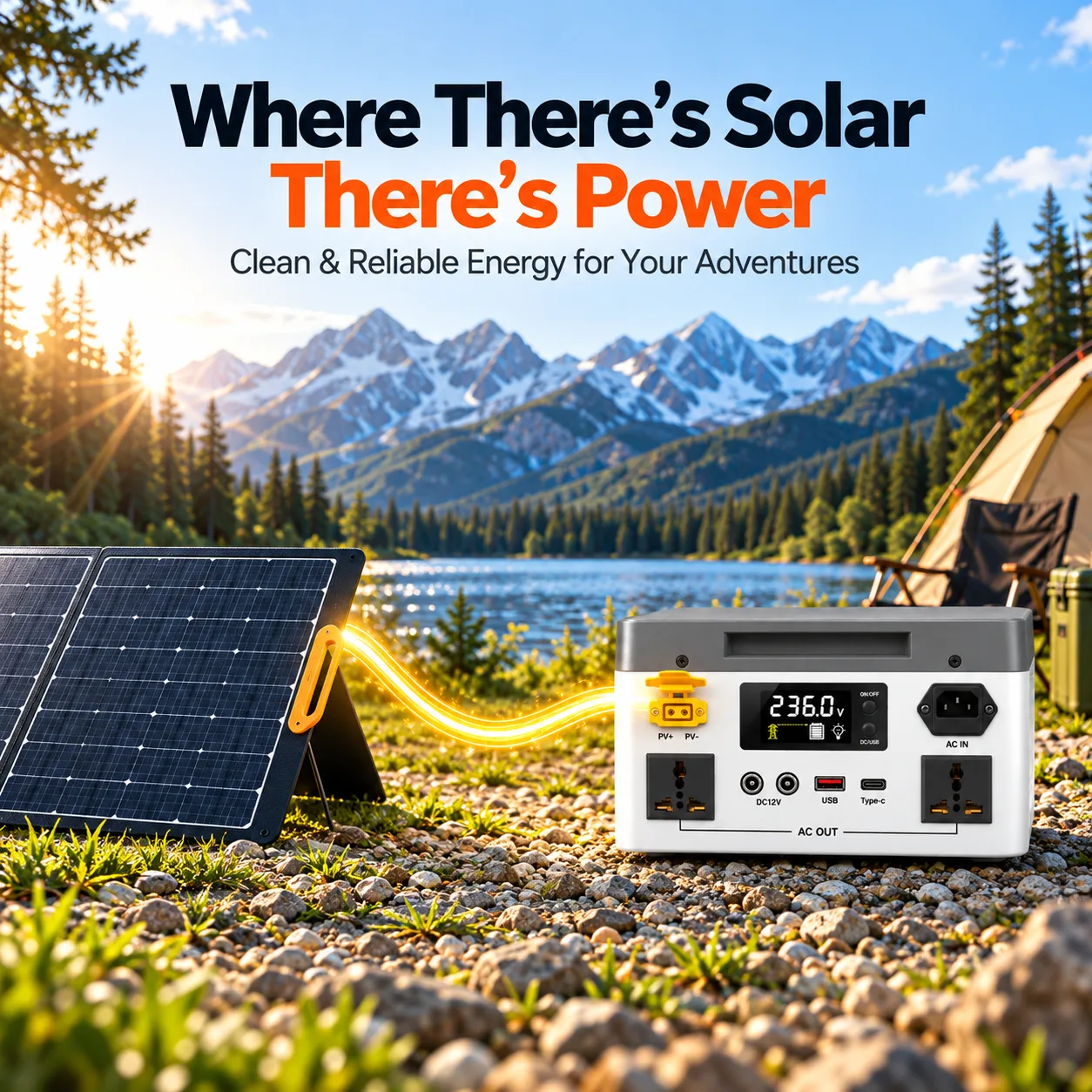LENERGY LP2000 1000W Portable Power Station – 2kWh Capacity, 2000W Peak Output, Pure Sine Wave & <20ms UPS, Solar Ready for Camping, RV, Home Backup & Emergency Power